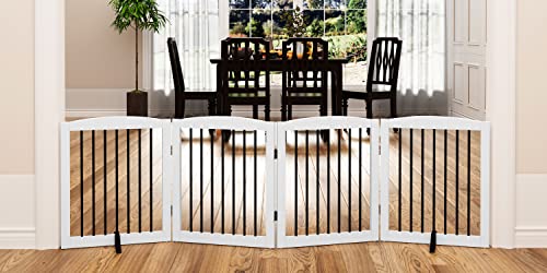 Freestanding Pet Gate for Dogs (24" Height-4 Panel / White & Black)