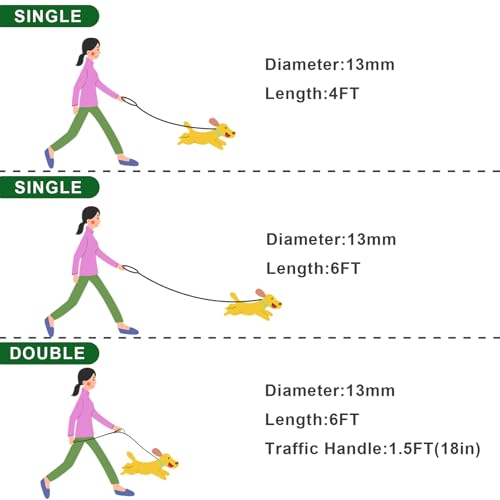 Rope Dog Leash (Green / 4FT*0.51" Single Handle)