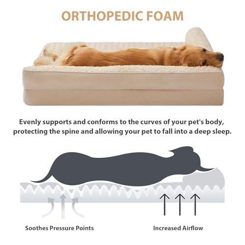 Orthopedic Washable Dog Bed (Beige / 54.0"l x 36.0"w x 7.5"th)
