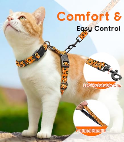 Cat Harness and Leash Set (Vibrant Leopard Orange / Small (4-10 lb))