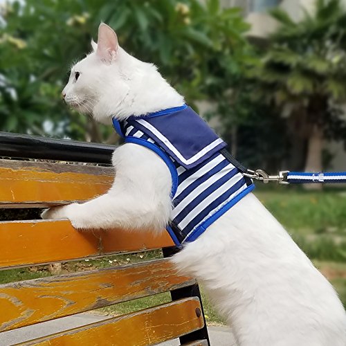 Cat Harness and Leash Set Escape Proof (Sailor Suit Blue / M 5.5-9 lbs)