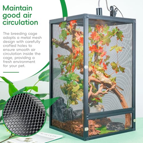 33 Gal Foldable Reptile Terrarium for Gecko & Dragon (26x17x17 Inch / Black)