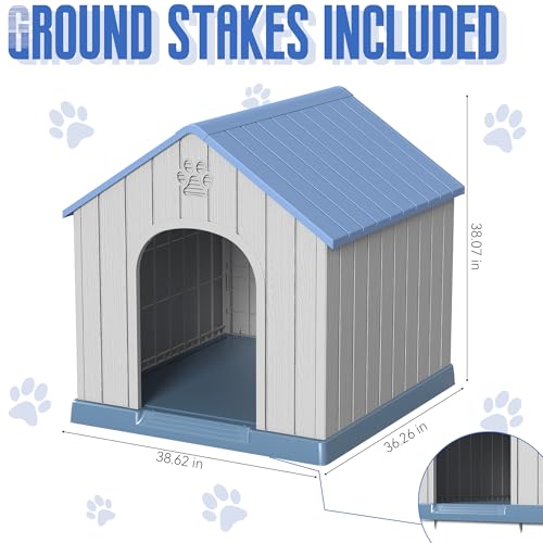 Outdoor Dog House Waterproof Roof (Light Blue / Large Dog: 38 Inch)