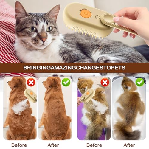 2026 New 4 in 1 Cat Steam Brush for Shedding