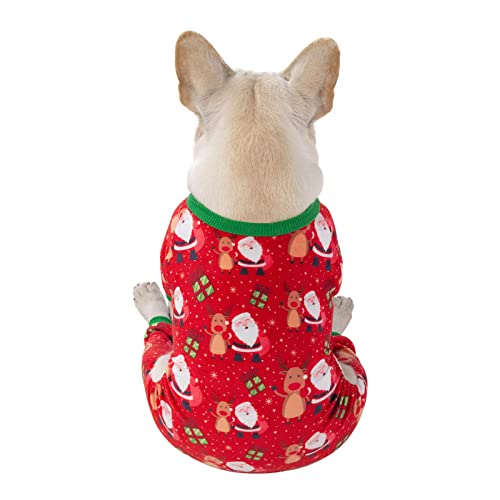 Small Dogs Christmas Outfit Soft Puppy Onesies Pjs Dog Pajamas Pet Coat Cat Apparel Comfy Doggie Jumpsuit Bodysuit for All Seasons (Xmas135 / Medium)