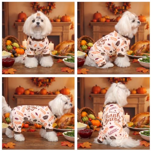 Small Dogs Outfit Soft Puppy Onesies Pjs Thanksgiving Dog Pajamas Pet Coat Cat Apparel Comfy Doggie Jumpsuit Bodysuit for All Seasons P353XL (Thanksgiving / X-Large)