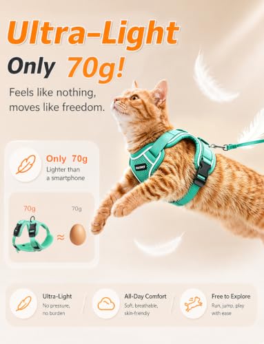 Cat Harness and Leash Set (H600 Pro Green / Small (7-12lb))
