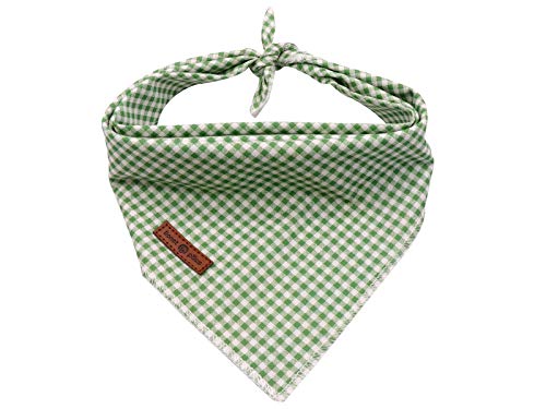 Dog Bandana for Small Medium Large Dogs (Green&White Grid / Small (Pack of 1))