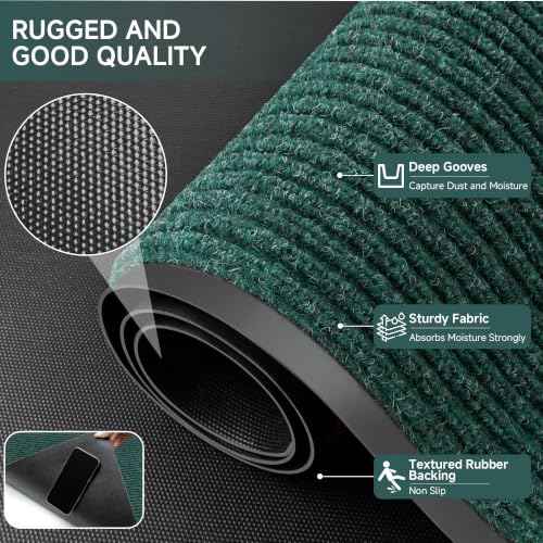 Front Door Mat (4' x 6' (Rectangular) / Green Striped)