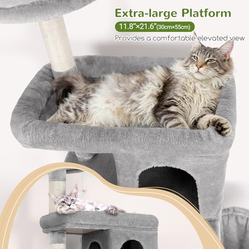 S72 Heavy Duty Cat Trees for Large Cats 20 lbs+ (Light Grey / 72 inch)