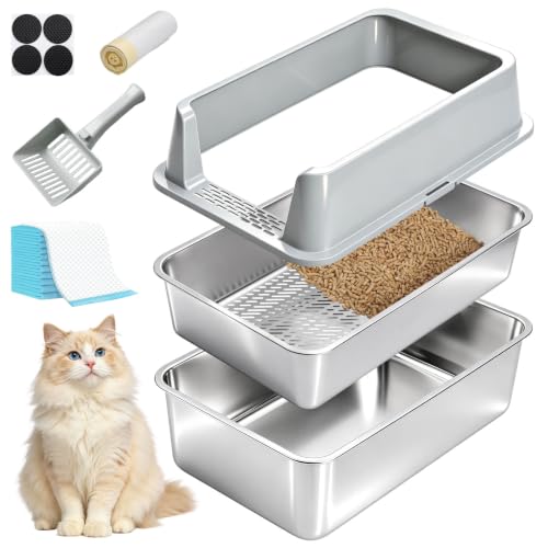 Stainless Steel Litter Box with Lid (Sifting)
