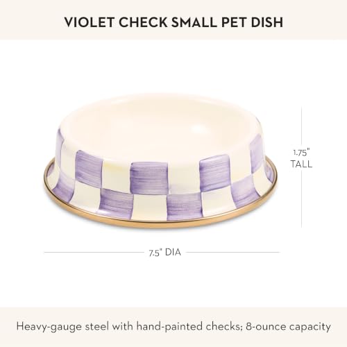 Enamel Pet Dish (Violet Check / Small)