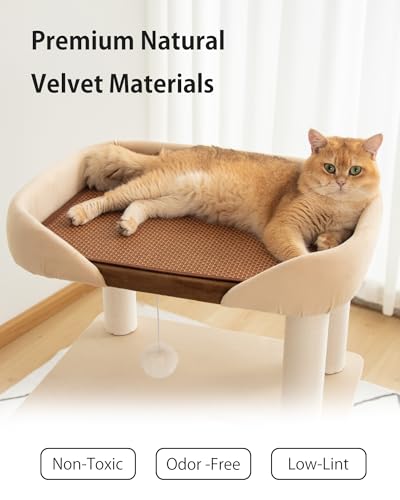 37.5" Cat Tree Tower for Large & Senior Cats (Cream 37.4'')