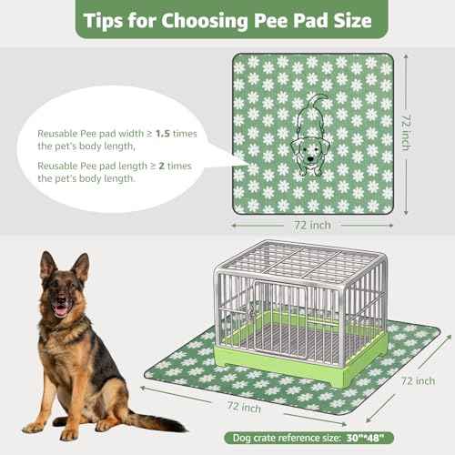 Extra Large Washable Puppy Pads for Incontinence 72"x72" (Green Daisy / 72"x72"(Pack of 1))