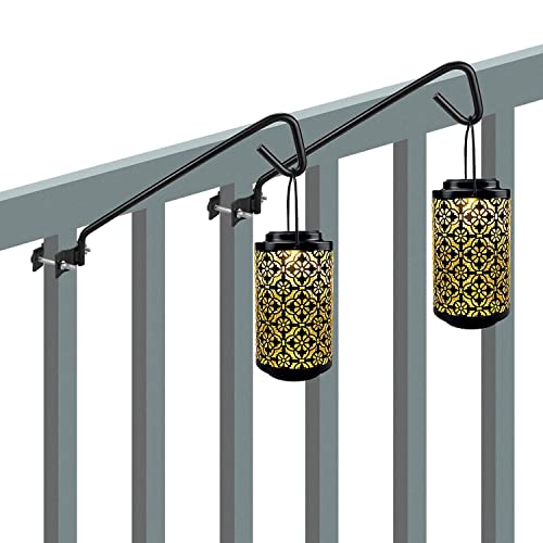 2 Packs 11 Inch Fence Deck Hook Rail Hanging Mounting Kit Heavy Duty Bird Feeder Hook Decorative Hanger for Bird Feeders Planters Suet Baskets Lanterns on Balcony Porch Railing Fence (11in Long Fence Hook-2 Packs)