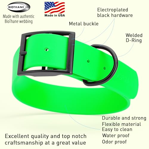 Biothane Waterproof Dog Collar Strong Coated Nylon Webbing with Black Hardware Odor
