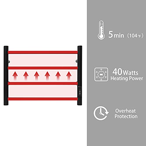 Towel Warmer Wall Mounted with Built (4 Bars / Round-matte Black)
