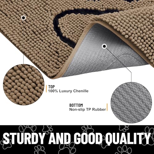 Dog Door Mat for Muddy Paws (34"X21" / Camel and Black)