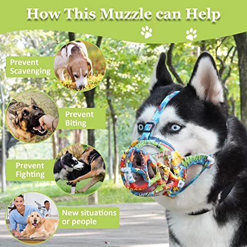 Dog Muzzle Printed Basket Muzzle for Small Medium Large Dogs Dachshund (X-Small / Graffiti)