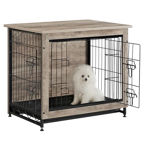 27.2" Dog Crate Furniture (Greige / 27.2"L x 20.1"W x 23.6"H)