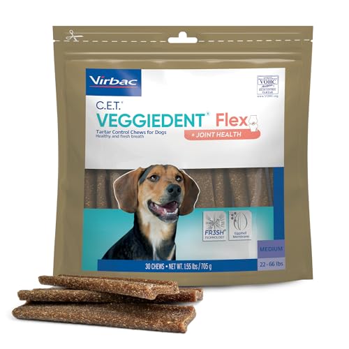 C.E.T. Veggiedent Fr3sh & Flex Plaque and Tartar Control Chew for Dogs (Medium 22-66lbs)