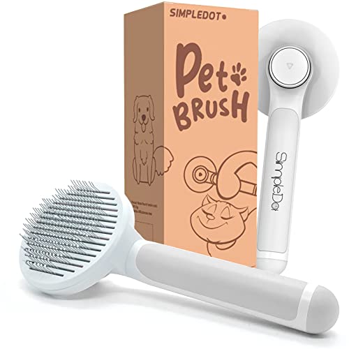 Self Cleaning Slicker Brush for Dogs and Cats (Gray)