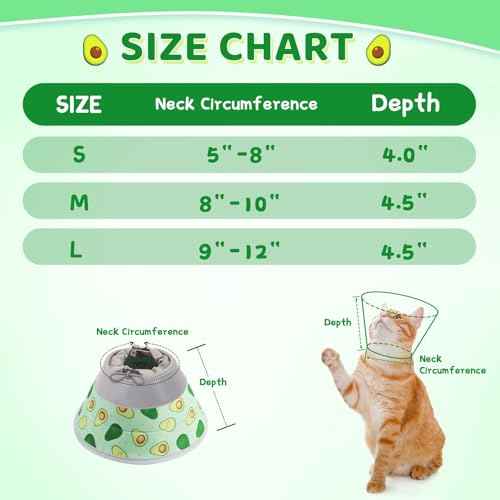 Cat Cone Collar Soft to Stop Licking (Avocado Green / L)