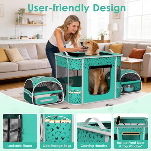 3 Room Cat Playpen with Litter Box