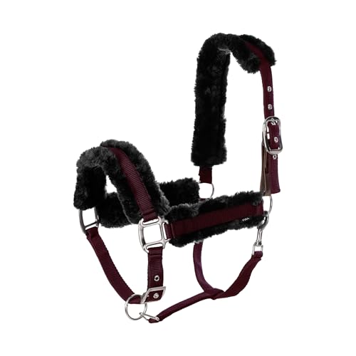 Valkyrie Ultra Fleece Padded Leather Fuse Breakaway Horse Halter (Plum Wine/Black / Horse)