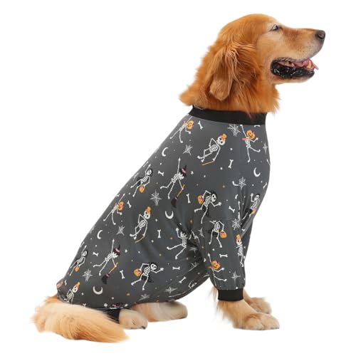 Dog Pajamas One Piece Light Comfy Pjs Pet Costume M (Large / Skeleton Bones)