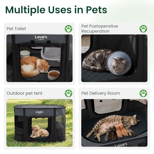 Dog Playpen Cat Pet Puppy Pen (Gray with Pad / Small)