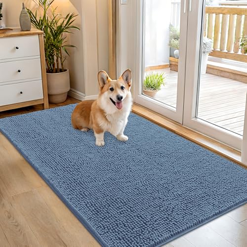 Dog Door Mat for Muddy Paws 54x32 (Airy Blue / 54" X 32")