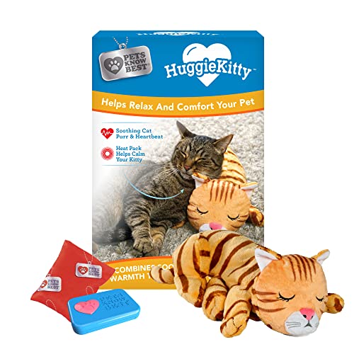 HuggieKitty Comfort Purring Companion with Heartbeat Sleep Aide for Cats & Kittens (Orange)