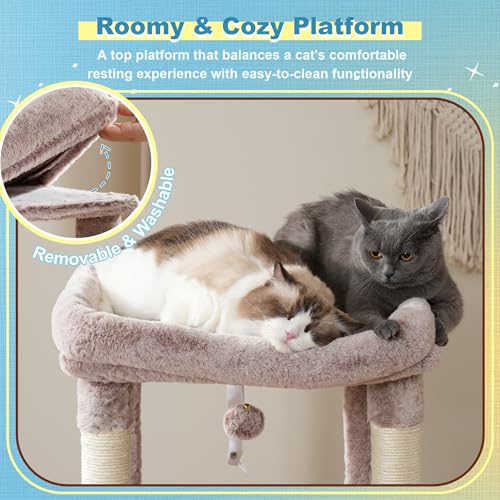 Cat Tree Tower with Plush Steped Condos (50 inches / Muchroom)