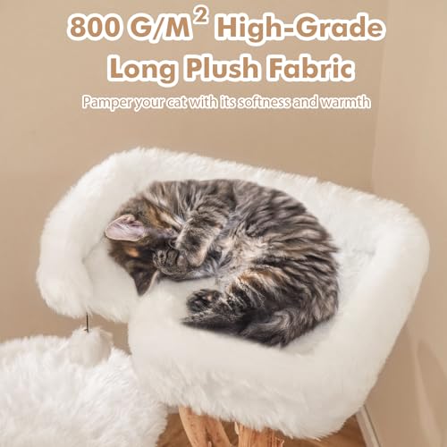 Solid Wood Cat Tree (44 Inch / White)