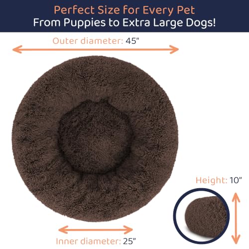 Calming Donut Dog Bed for Small Dogs (Coffee / X-Large (45"L x 45"W x 10"Th))
