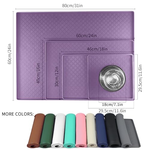 2 Pack Dog Food Mat Anti (11.8"L x 11.8"W - 2 Pack / Purple)
