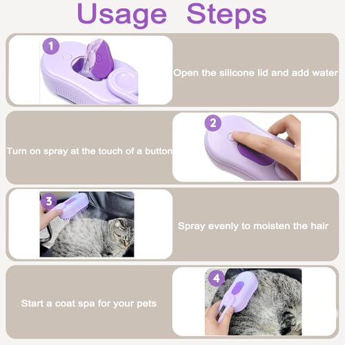 2026 New 4 in 1 Cat Steam Brush for Shedding