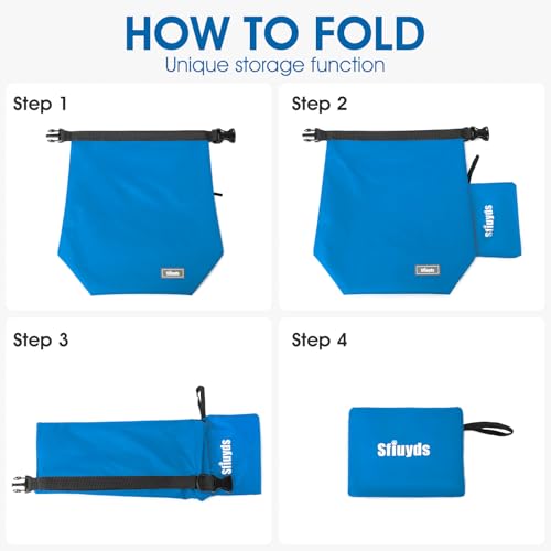Pet Food Storage Bag Dog Storage Organizer Bag 2PCS Collapsible Dog Travel Bowls and Zipper Side Pocket for Home (Blue / 20L)