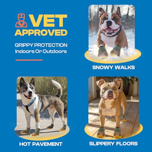 Dog Boots for Large Dogs (Army Green / Width 2.75 Inch)