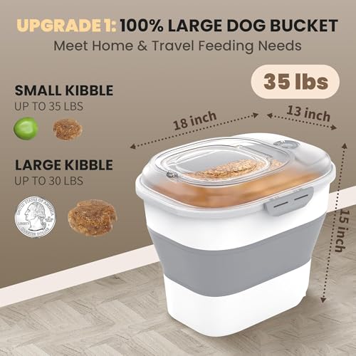 32 35 Lbs Dog Food Storage Container Wheels (Clear/35 lbs)