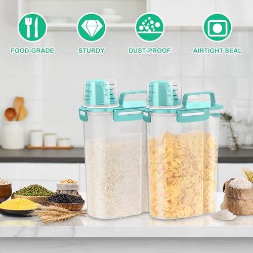 Rice Storage Container 3 to 5 Lbs (3Qt-Cyan)