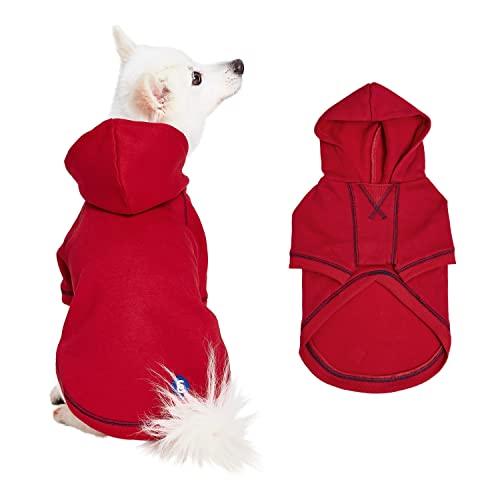 Essentials Soft & Comfy Better Basic Cotton Blend Dog Hoodie Sweatshirt in Red (22 inch (Pack of 1) / Dog Hoodie - Red)