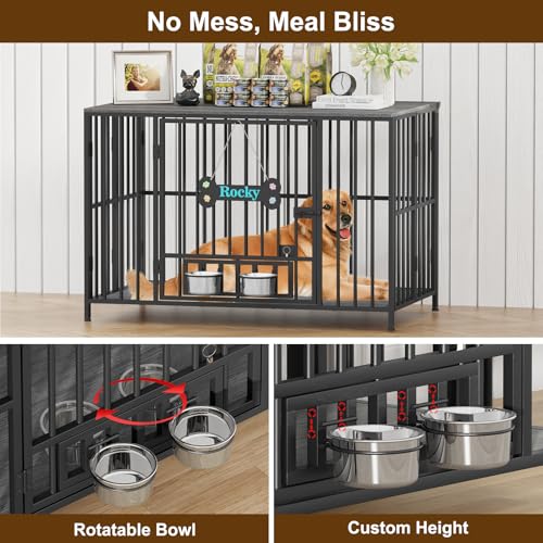 43" Dog Crate Furniture Foldable (Dark Grey / 43.0"L x 27.0"W x 29.2"H)