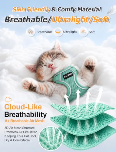 Cat Harness and Leash Set (H600 Pro Green / Small (7-12lb))