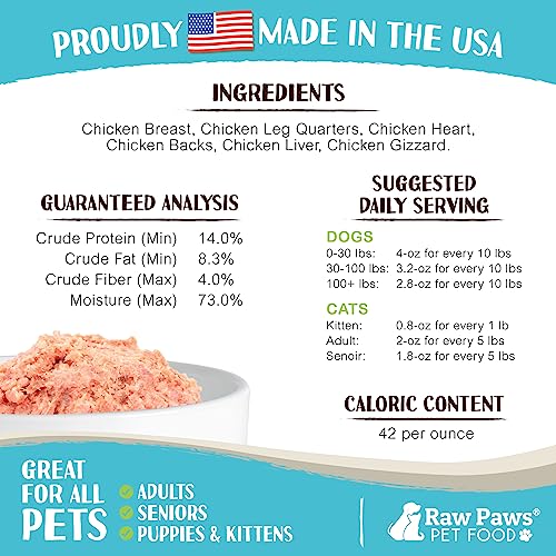 Frozen Raw Chicken Recipe Dog & Cat Food (1 Pound (Pack of 10))