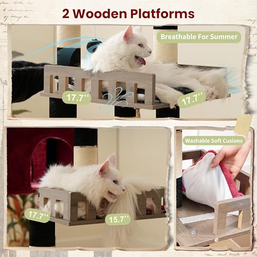 Maine Coon Cat Tree (68.5 inches / Black and red)