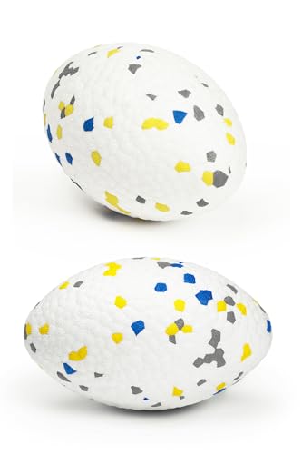 4.72" Indestructible Large Rugby Balls for Aggressive Chewers Durable Olive Bouncy Interactive Football Toy for Dogs Fetch Game Lightweight Floating Outdoor Training (White-Rugby)