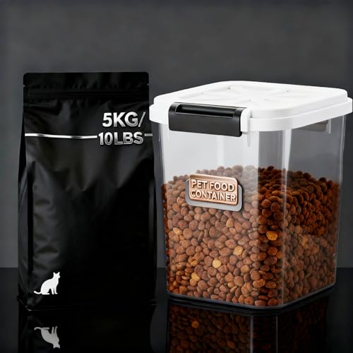 6 lb Airtight Dog Food Storage Container with Scoop (5KG-White)