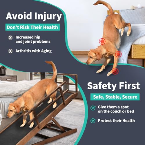 Dog Ramp for Bed & Couch (Brown / L-for 27.5''H Bed)